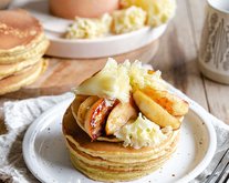 Sweet & Savoury Caramelised Apple & Tête de Moine AOP Pancakes